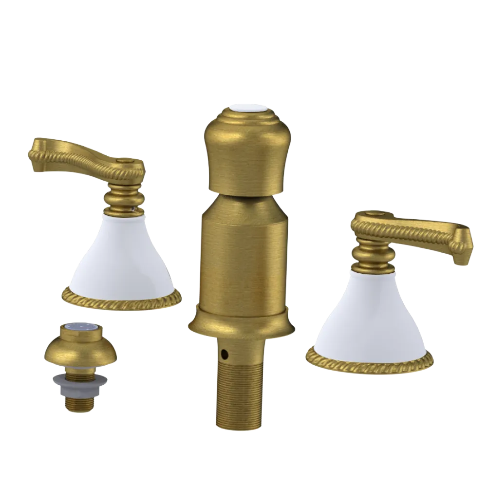 Rubinet Bidet Fitting with Spray, Diverter, and Vacum Breaker (Less Drain) Antique Brass Matt