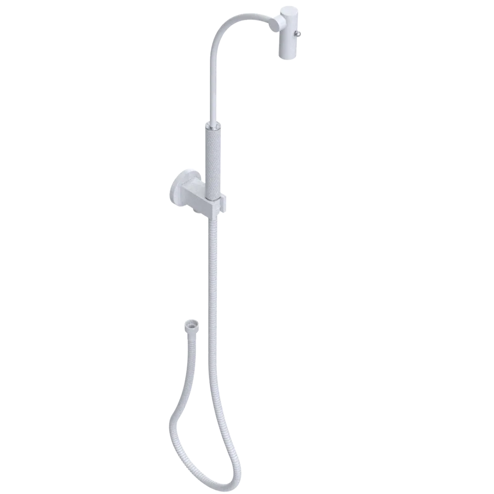 Rubinet Hand Held Shower Bidet with Extended Reach & Dual Function Spray Including Wall Bracket with Supply & Hose (Round) White