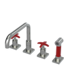 Rubinet Widespread Kitchen Set with Genesis Spout with Hand Spray Satin Nickel