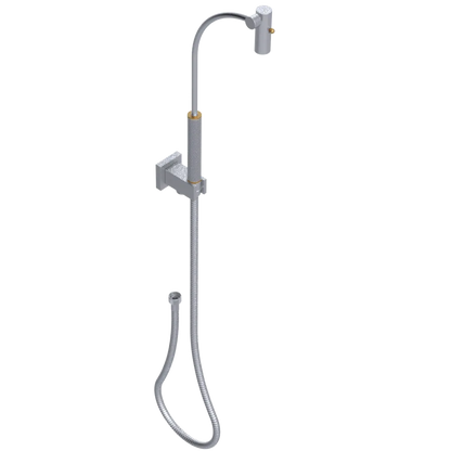 Rubinet Hand Held Shower Bidet with Extended Reach & Dual Function Spray Including Wall Bracket with Supply & Hose (Square) Satin Chrome