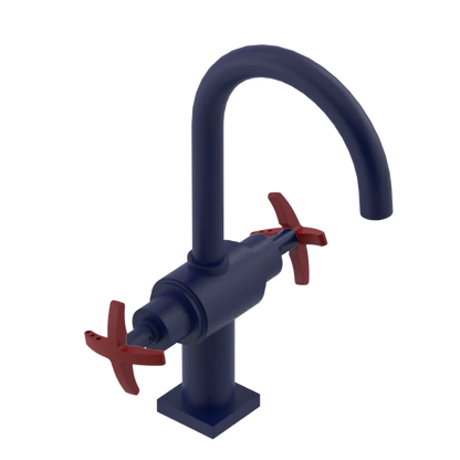 Rubinet Single Hole Dual Handle Lav. Set. (less drain) Midnight Blue