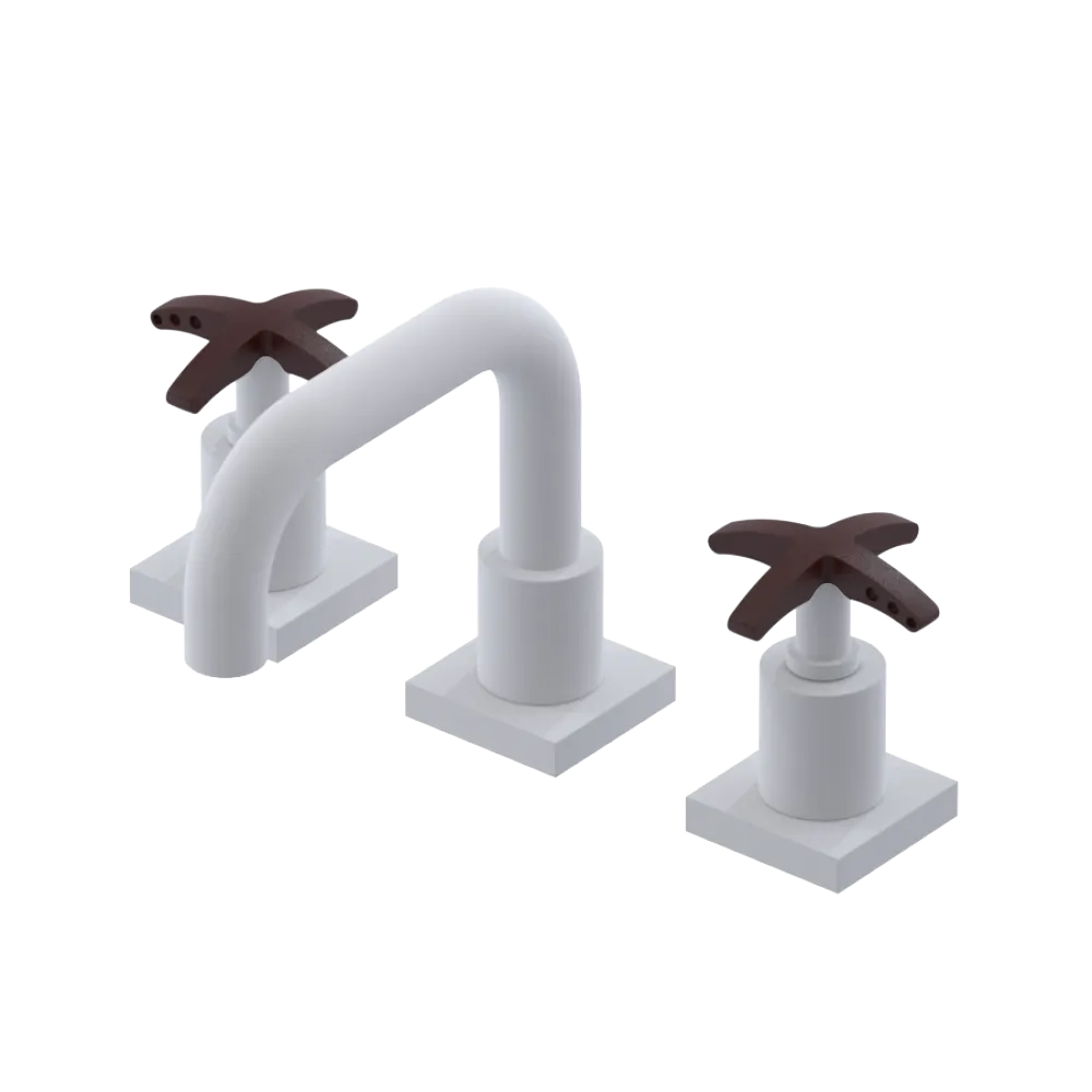 Rubinet Widespread Lav. Set. with Genesis spout (less drain) Matt White