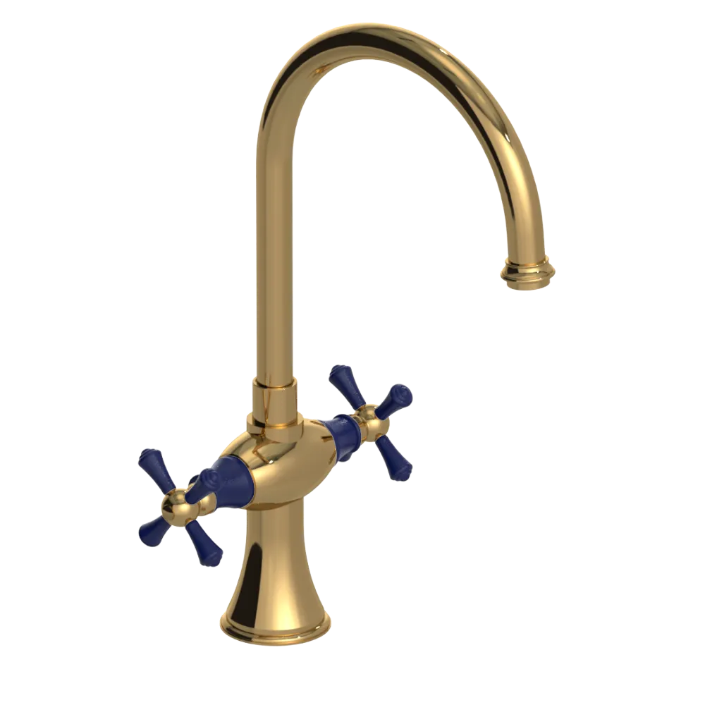 Rubinet Two Handle Single Hole Kitchen Set Gold