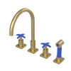 Rubinet Widespread Kitchen Set with Hand Spray Satin Brass