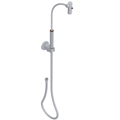 Rubinet Hand Held Shower Bidet with Extended Reach & Dual Function Spray Including Wall Bracket with Supply & Hose (Round) Matt White
