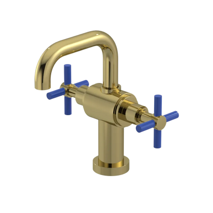 Rubinet Single Hole Dual Handle Lav. Set. (less drain) Natural Brass