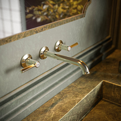 Baril Two handles wall-mounted lavatory faucet, drain not included