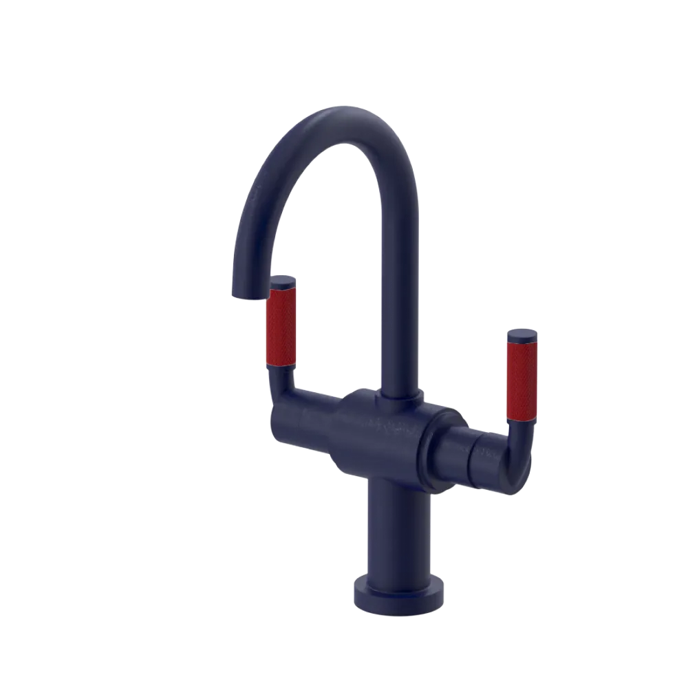 Rubinet Single Hole Dual Handle Lav. Set. (less drain) Midnight Blue