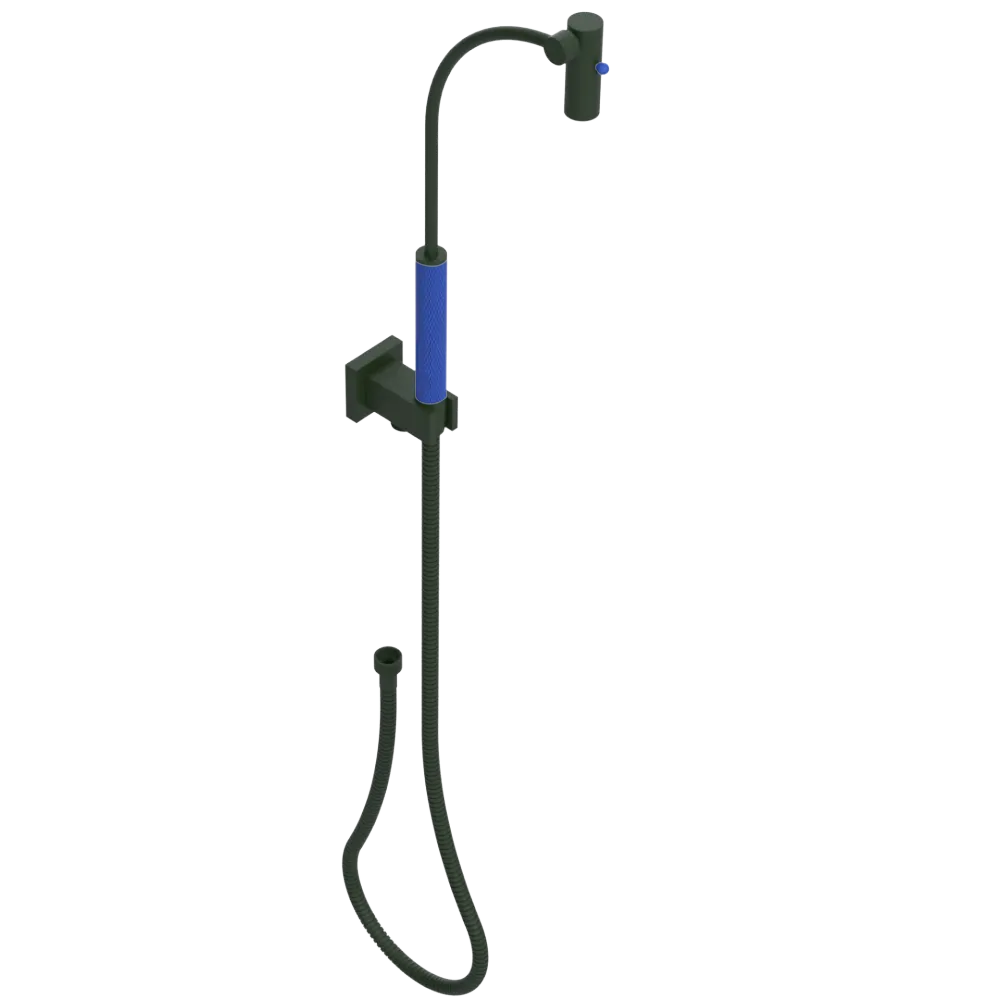 Rubinet Hand Held Shower Bidet with Extended Reach & Dual Function Spray Including Wall Bracket with Supply & Hose (Square) Green Envy