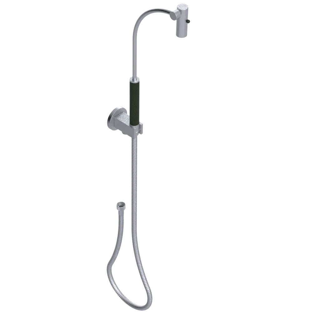 Rubinet Hand Held Shower Bidet with Extended Reach & Dual Function Spray Including Wall Bracket with Supply & Hose (Round) Satin Chrome