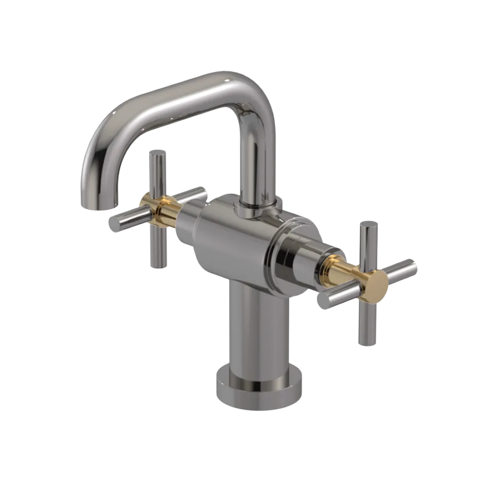 Rubinet Single Hole Dual Handle Lav. Set. (less drain) Polished Nickel