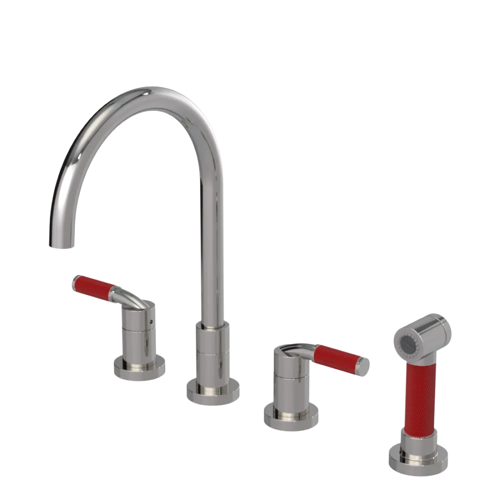 Rubinet Widespread Kitchen Set with Hand Spray Polished Nickel