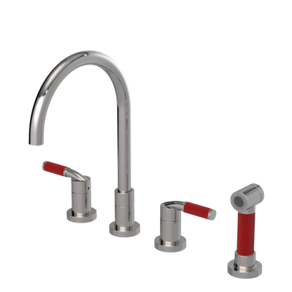 Rubinet Widespread Kitchen Set with Hand Spray Polished Nickel