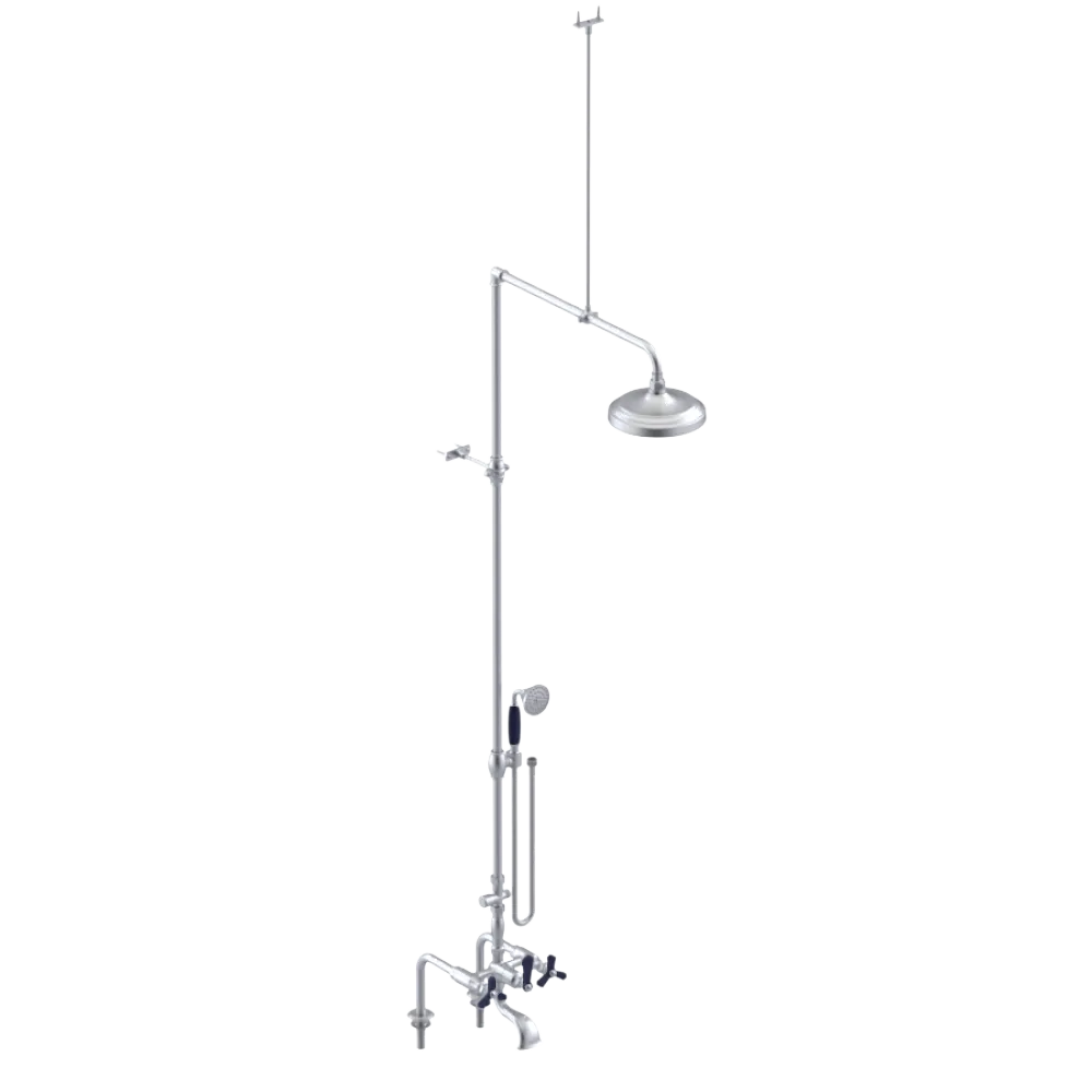 Rubinet Deck Mount Tub & Shower with Hand Held Shower Satin Chrome