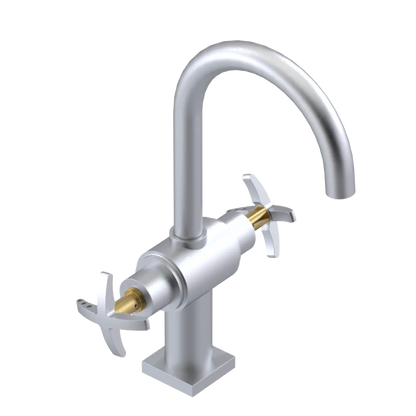 Rubinet Single Hole Dual Handle Lav. Set. (less drain) Satin Chrome