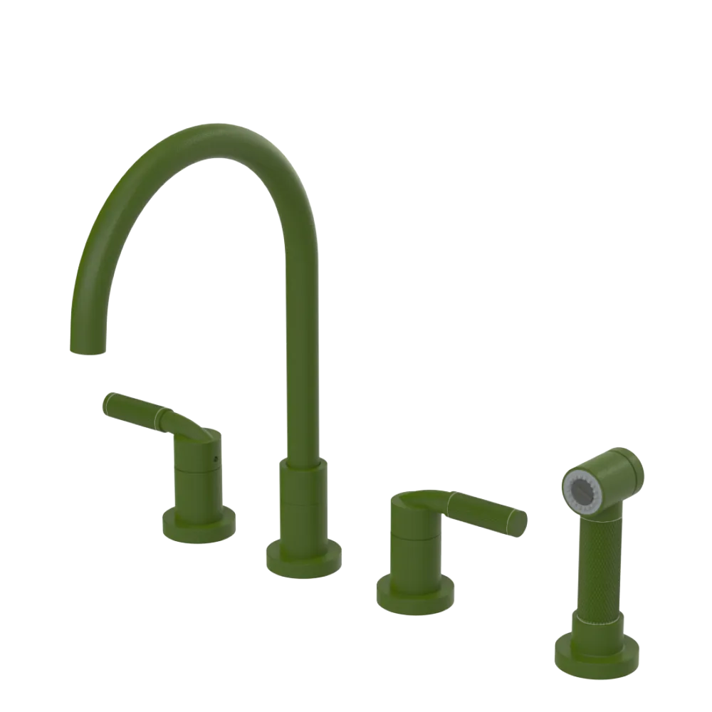 Rubinet Widespread Kitchen Set with Hand Spray Green Envy