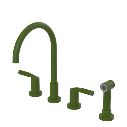 Rubinet Widespread Kitchen Set with Hand Spray Green Envy