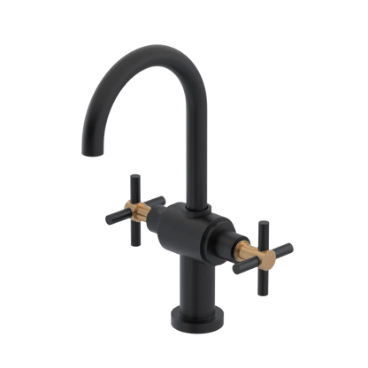 Rubinet Single Hole Dual Handle Lav. Set with LaSalle Spout (less drain) Matt Black