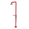 Rubinet Pressure Balance Outdoor Shower with Hand Held Shower & 10" Shower Head (with shelf) - 304 Stainless Steel Red