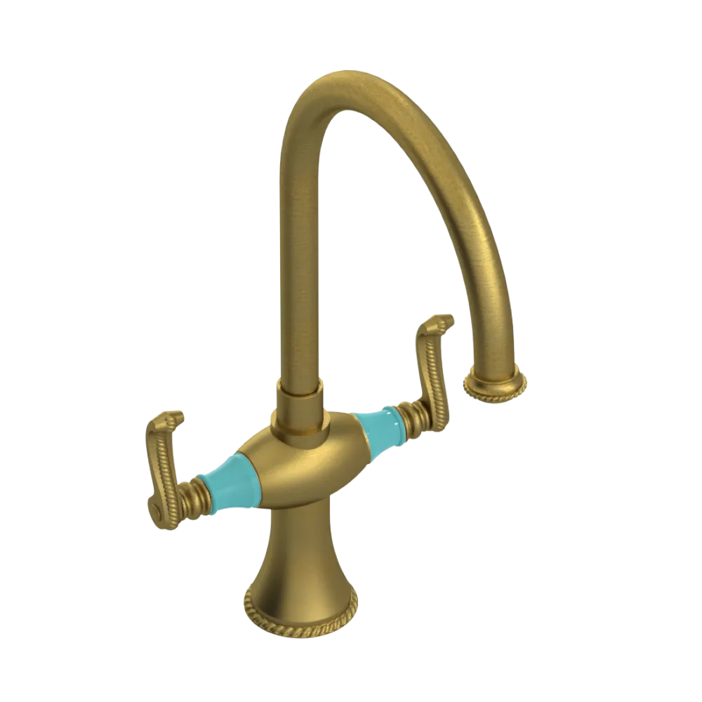 Rubinet Two Handle Single Hole Kitchen Set Antique Brass Matt