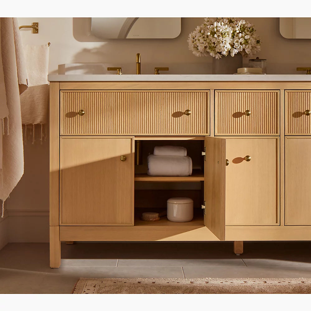 Kohler Malin By Studio Mcgee Cabinet With Sinks And Quartz Top 72-Inch Double-Sink Bathroom Vanity