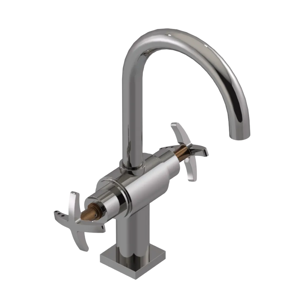 Rubinet Single Hole Dual Handle Lav. Set. (less drain) Polished Nickel