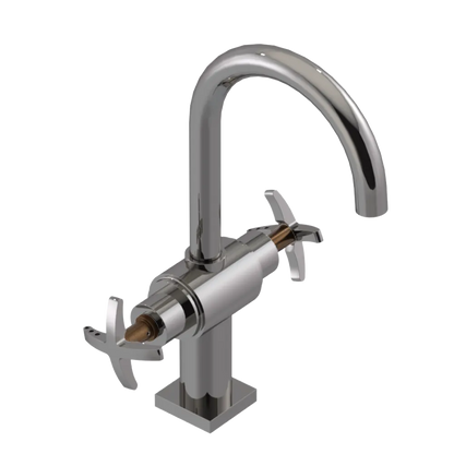 Rubinet Single Hole Dual Handle Lav. Set. (less drain) Polished Nickel