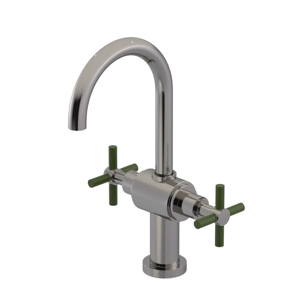 Rubinet Single Hole Dual Handle Lav. Set with LaSalle Spout (less drain) Polished Nickel