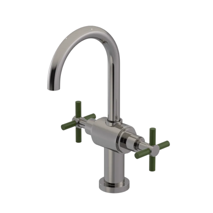 Rubinet Single Hole Dual Handle Lav. Set with LaSalle Spout (less drain) Polished Nickel