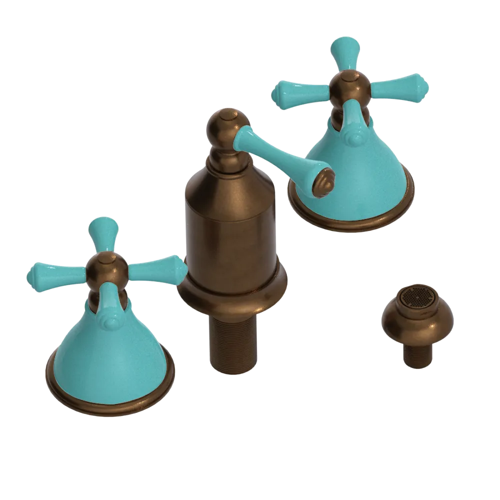 Rubinet Bidet Fitting with Spray, Diverter, and Vacum Breaker (Less Drain) Tuscan Brass