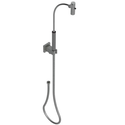 Rubinet Hand Held Shower Bidet with Extended Reach & Dual Function Spray Including Wall Bracket with Supply & Hose (Square) Satin Nickel