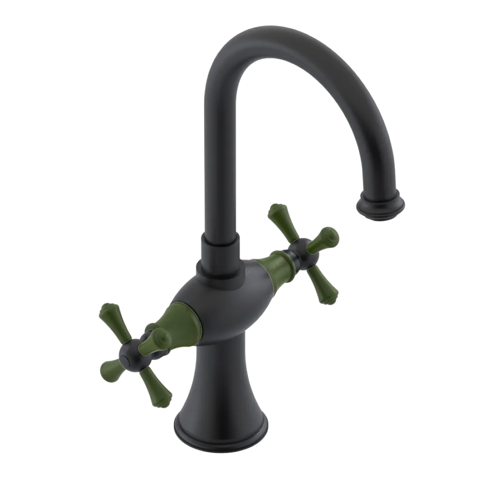 Rubinet Single Hole Dual Handle Lav. Set. (less drain) Matt Black