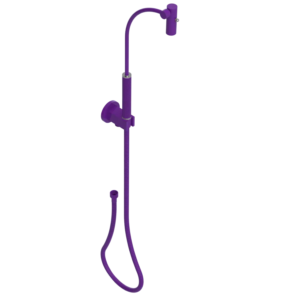 Rubinet Hand Held Shower Bidet with Extended Reach & Dual Function Spray Including Wall Bracket with Supply & Hose (Round) Purple Haze
