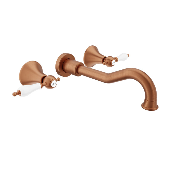 Baril Two handles wall-mounted lavatory faucet, drain not included