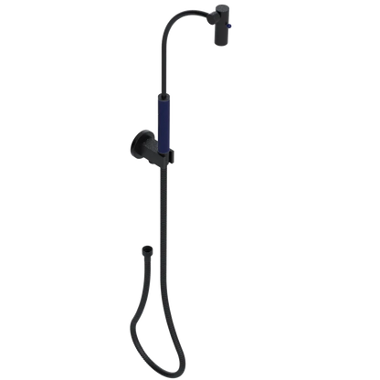 Rubinet Hand Held Shower Bidet with Extended Reach & Dual Function Spray Including Wall Bracket with Supply & Hose (Round) Matt Black