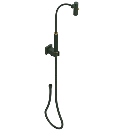 Rubinet Hand Held Shower Bidet with Extended Reach & Dual Function Spray Including Wall Bracket with Supply & Hose (Square) Green Envy