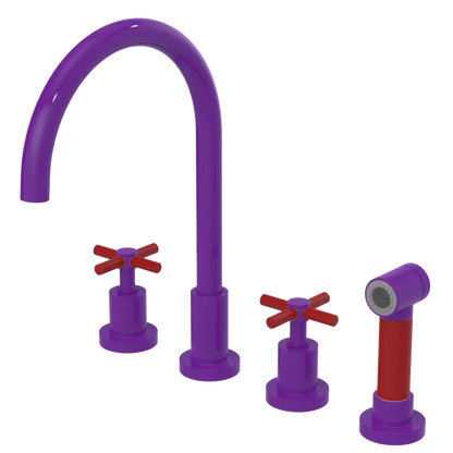 Rubinet Widespread Kitchen Set with LaSalle Spout with Hand Spray Purple Haze