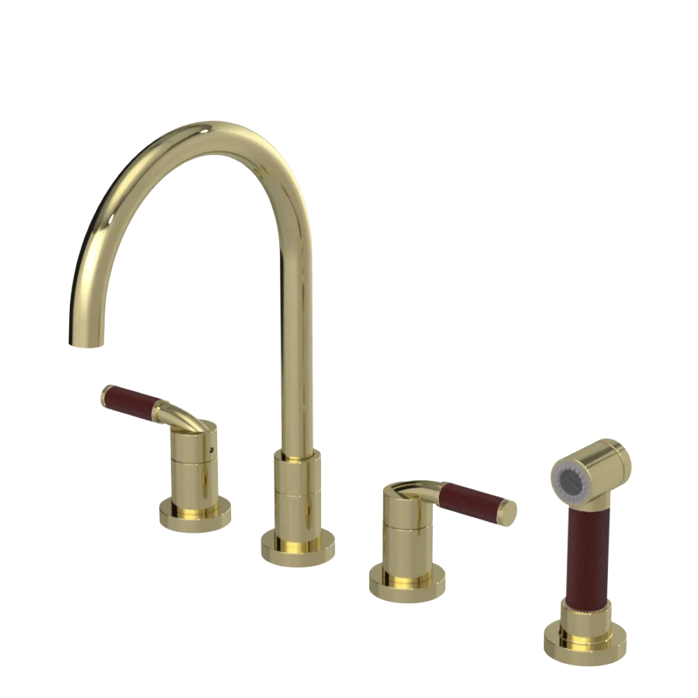 Rubinet Widespread Kitchen Set with Hand Spray Gold