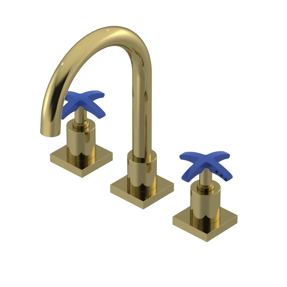 Rubinet Widespread Lav. Set. (less drain) Natural Brass