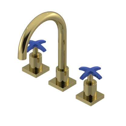 Rubinet Widespread Lav. Set. (less drain) Natural Brass