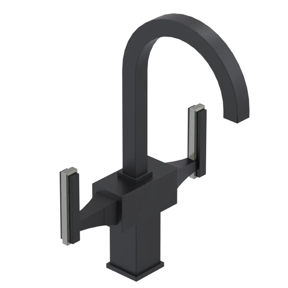 Rubinet Single Hole Dual Handle Lav. Set. (less drain) Matt Black