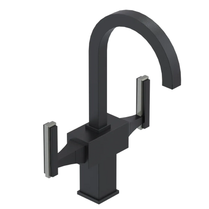 Rubinet Single Hole Dual Handle Lav. Set. (less drain) Matt Black