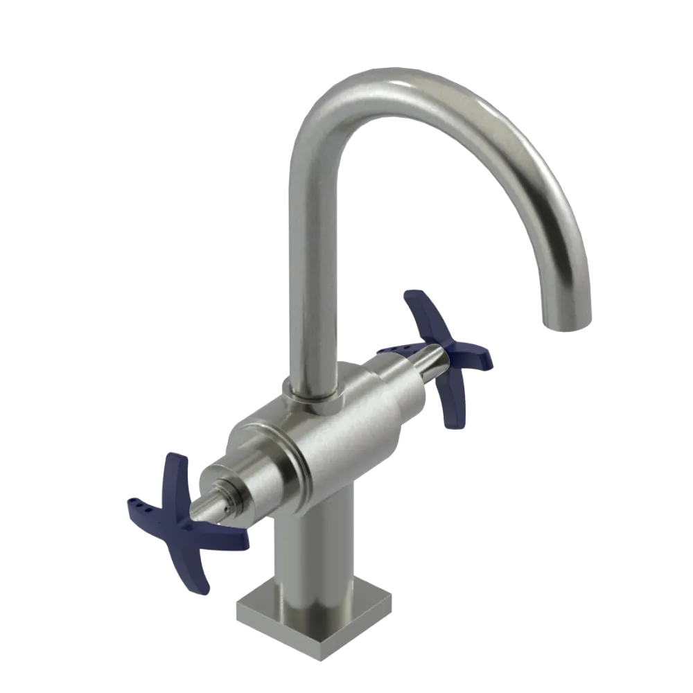 Rubinet Single Hole Dual Handle Lav. Set. (less drain) Satin Nickel