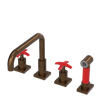 Rubinet Widespread Kitchen Set with Genesis Spout with Hand Spray Tuscan Brass