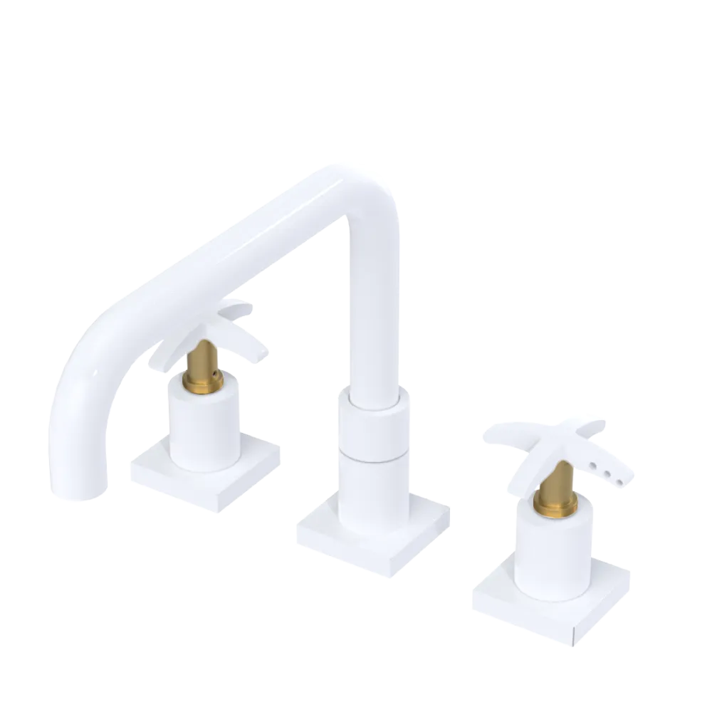 Rubinet Widespread Kitchen Set with Genesis Spout White
