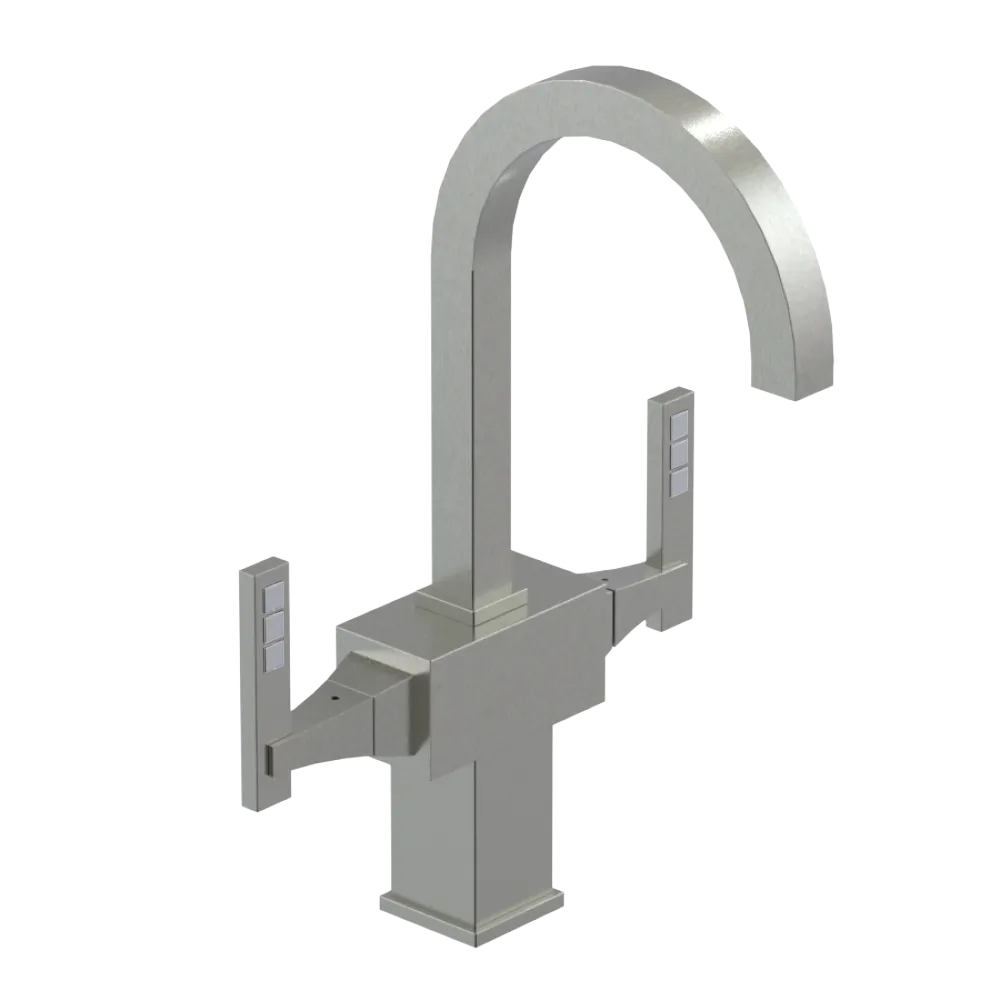 Rubinet Single Hole Dual Handle Lav. Set. (less drain) Satin Nickel