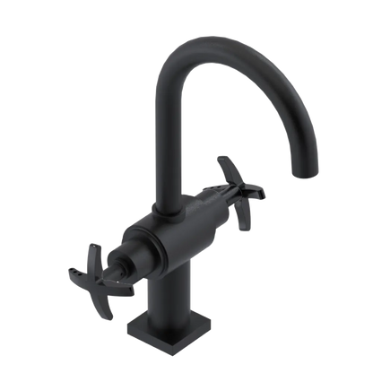 Rubinet Single Hole Dual Handle Lav. Set. (less drain) Matt Black