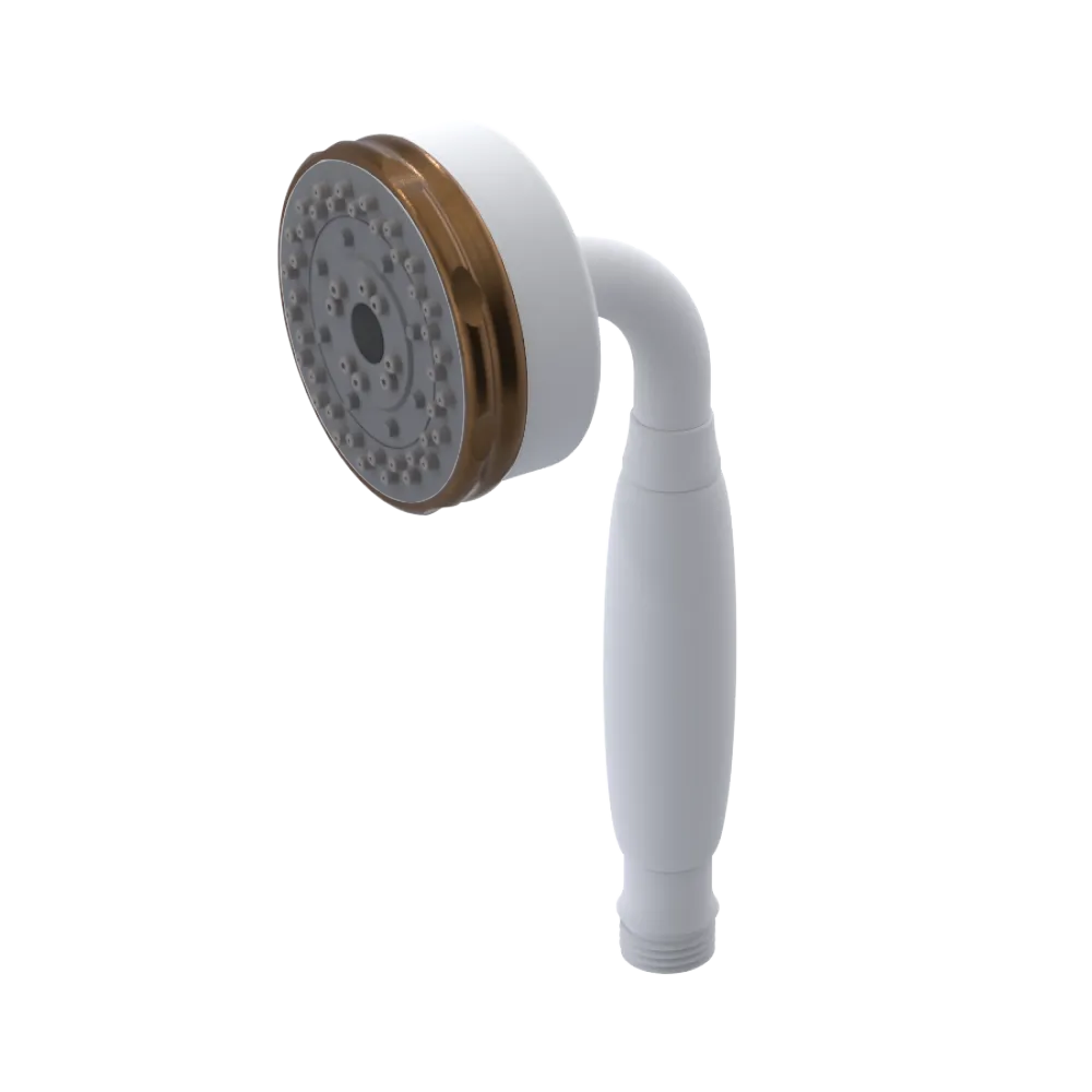 Rubinet 3 Function Hand Held Shower Only Matt White