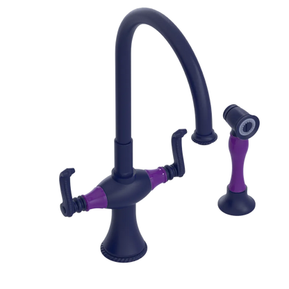 Rubinet Two Handle Single Hole Kitchen Set with Hand Spray Midnight Blue