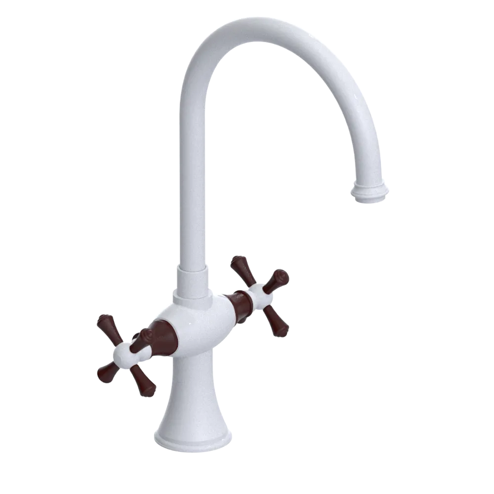 Rubinet Two Handle Single Hole Kitchen Set White